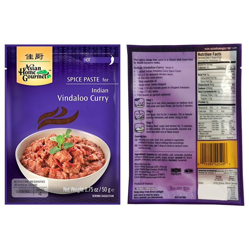 Asian Home Gourmet Spice Paste for Indian Vindaloo Curry, 1.75