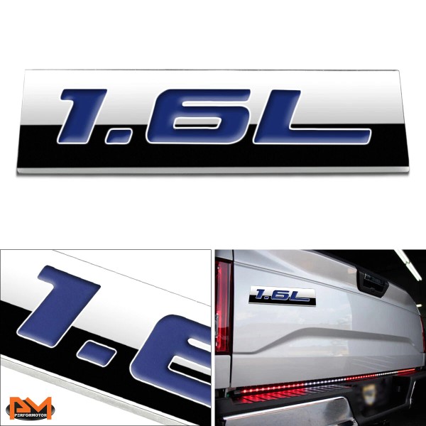 PM Performotor "1.6L" Polished Metal 3D Decal Blue Emblem Exterior