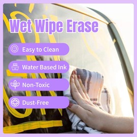 DIGIELE Chalk Pens for Windows, Glass and Mirrors, 8 Colours Chalk Pen, 6 mm Reversible Pen Tip, Dry or Wet Wipe Liquid Chalk, Non-Toxic Ink for All Non-Porous Surfaces