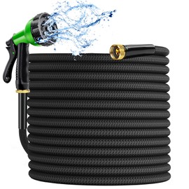 Garden Hose 100 ft, Non-Expandable Water Hose 100ft with 10 Function Nozzles, Kink-Free, Sturdy, Flexible, Wear-Resistant, Lightweight 100 ft garden Hose for Garden, Outdoor, Yard, Car Wash, Lawn