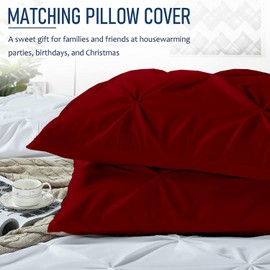 Crown Collection Luxuriate Hotel 1000-TC Hypoallergenic Ultra Soft Design 100% Egyptian Cotton Pinch Plated Duvet Cover with Zipper Colser & 2pcs Pillow Case Set (Full/Full XL/Queen 90X90, Burgundy)