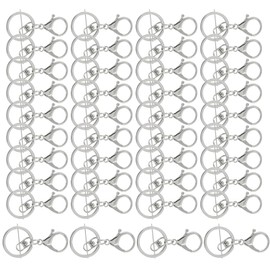 Kemcatui 40Pcs Lobster Claw Clasp Keychain, Silver Metal Key Ring Swivel Snap Hook Keychain, Split Clasp Keychain Accessories for Jewelry, DIY and Craft Making