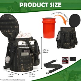 SunForMorning Baseball Bucket Bag Baseball Coaching Accessories Organizer Softball Bucket Bag with Anti-Slip Bottom & Multiple Pockets for Bat, Gloves, Scoreboards, Black Camo