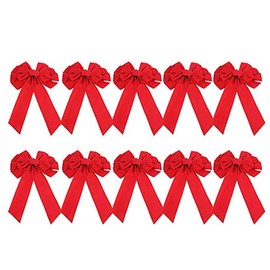Red Velvet Christmas Bow 19" Long 10" Wide by Burlcan,10 Pcs Holiday Christmas Bows