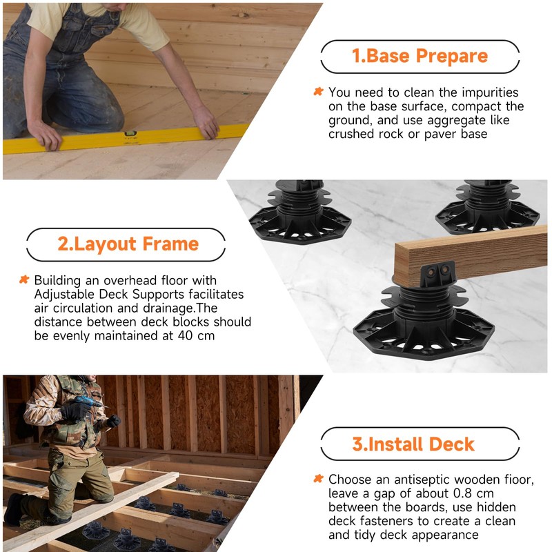 YMSZGBZG 12PACK Adjustable Deck Support Pedestal, 1-3/16'' to 2-3/4'' Height,