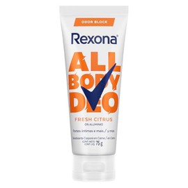 REXONA Desodorante en Crema Fresh Citrus, Protección contra el mal olor en todo el cuerpo, 72HR de protección 0 alcohol, 0 aluminio, 75 GR            