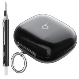 Seltureone Compatible with Beats Powerbeats Pro 2 Case with Cleaning Kit and Carabiner, High-Transparency Soft TPU Protective Case Cover Compatible with Powerbeats Pro 2 - Transparent Black