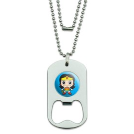 GRAPHICS & MORE Wonder Woman Cute Chibi Military Dog Tag Bottle Opener Pendant