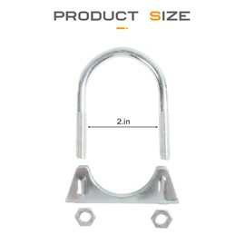 SCUARI 2PCS Car Exhaust Clamps,Muffler Clamp,Car Accessorie Muffler Coupling Clamp,Heavy Duty U Bolt Clamps Saddle Type,Fits Muffler Inlet and Outlet,Exhaust Pipe Inlet (2inch)