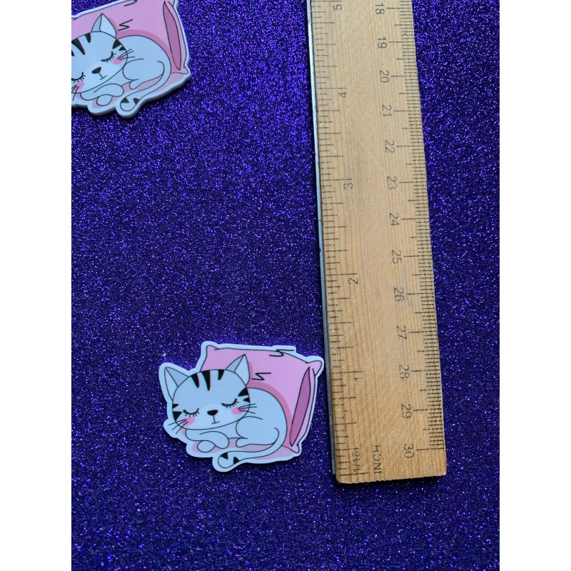5pc. Cat Nap, Kitty Planar Resin Flatback, Cabochon, Bow Center,