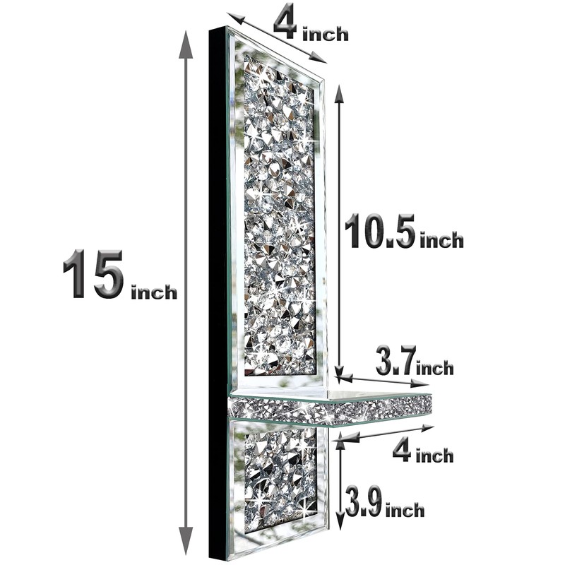 Set of 2 Crystal Crush Diamond Candle Sconces, Gorgeous Silver