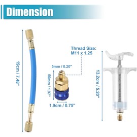 Zodazoqa Oil and Dye Injectors Kit Hand Push Compressor Manual AC Oil Dye Injector with Quick Coupler 1/4 SAE Connector Car HVAC Compressor Oil Dye Injector Refrigerant Tool（30ml/1 Oz）