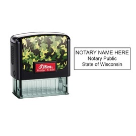 Shiny S-854 Self Inking Notary Stamp Wisconsin (Camouflage Faceplate)