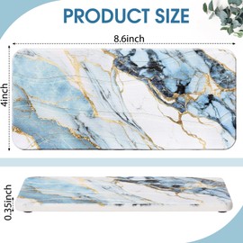 Photect 2Pcs Water Absorbent Diatomite Coasters 8.6x4'' Diatomaceous Earth Drying Ma, Grooved Design Water Absorbing Stone for Home Bathroom Decoration Home Warming Gift(Blue,Marble Style)