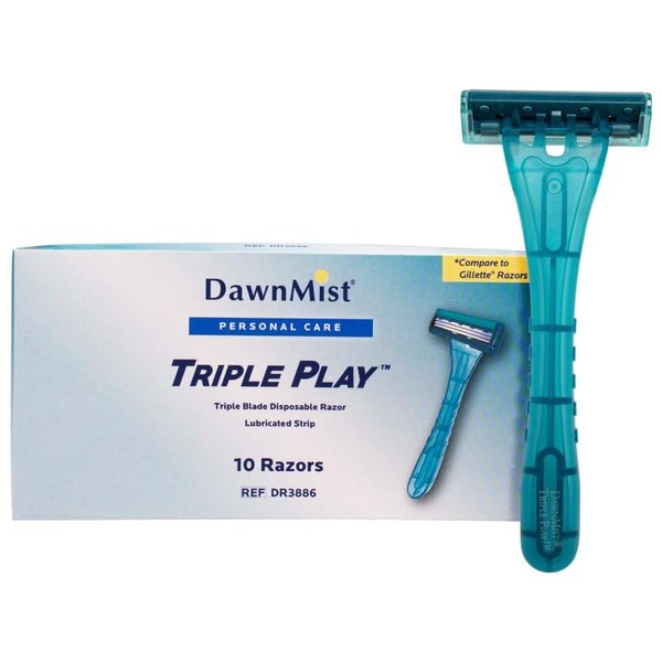 DawnMist Triple Play Personal Razor with Lubricating Strip Single Edge