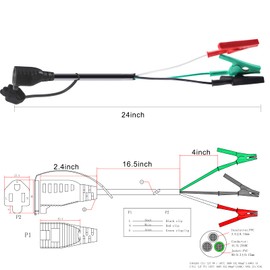 HVAC Adaptor Cord, Compatible with Yellow Jacket 69522 Adaptor Cord, HVAC Training Tools Adapter Cables, 120V AC Circuit Breaker NEMA 5-15R to Large Clips 30 Amp, SJT 14AWG (Cheater Cord)
