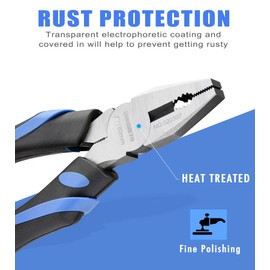 URASISTO 7-Inch Linesman Pliers with Rubber Grip Handle for Basic Repair, DIY Projects and Home