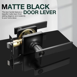 GOBEKOR 6 Pack Matte Black Privacy Door Handles Interior Door Levers for Bedroom Bathroom Black Privacy Levers Square Lever Door Handles