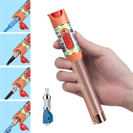 Duogalia Visual Fault Locator 30KM, VFL Fiber Optic Tester with Single Mode 9/125um FC to LC Adapter, Fiber Tester for Fiber Network Cable Test(Golden Red)