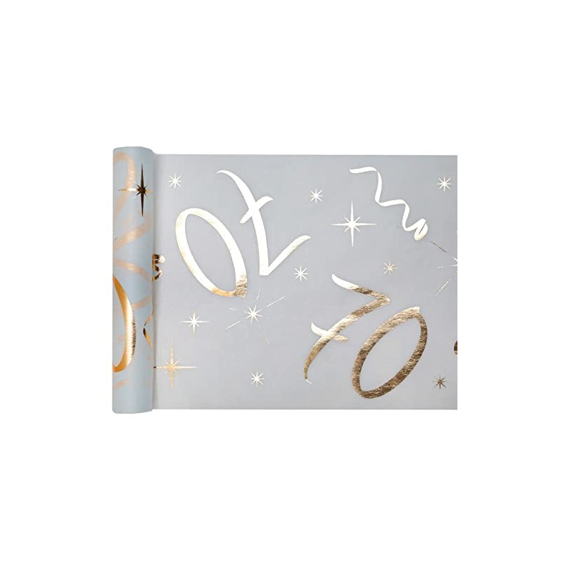 Table Runner White Gold 70 Years 30 cm x 5