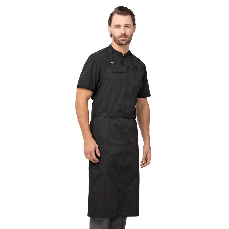Chef Works Unisex Brio Chef's Bib Apron, Black, One Size