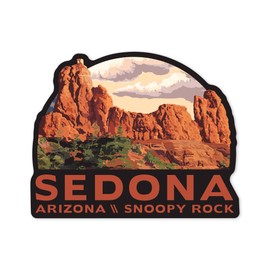 Lantern Press Sticker Sedona, Arizona, Snoopy Rock, Die Cut Vinyl, (Waterproof Decal for Cars, Water Bottles, Laptops, Coolers), Small