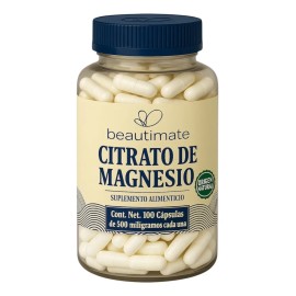 Citrato Magnesio 500mg 100 Cápsulas Alta Absorción Vegano Natural Beautimate