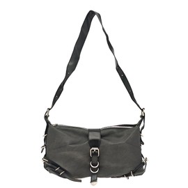 COOLOYA Women's Glossy PU Leather Underarm Bag Y2k Buckle Punk Shoulder Bags Retro Adjustable Handbag Clutch Purse, Black, One Size, Soft