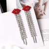 QTMY Sparkling Diamond Red Lips Rhinestone Tassels Earrings Jewelry for
