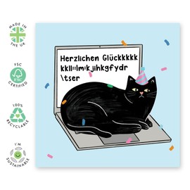 Central 23 Funny Cats Birthday Card - Cat on Laptop - Humorous Birthday Cards for Men and Women - Greeting Cards for Mum, Dad from Cat - Comes with Stickers
