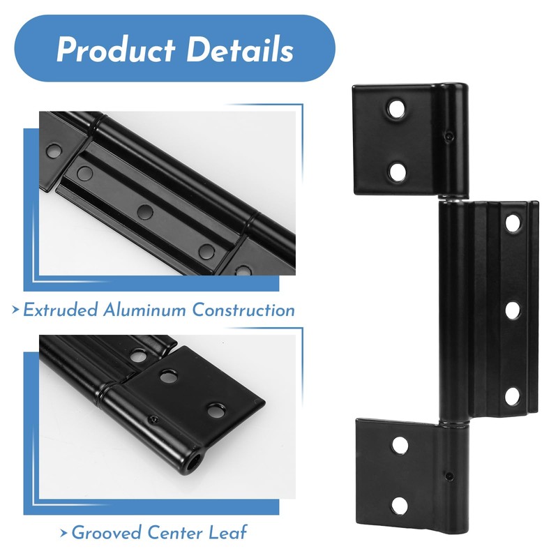 3Pack Black Screen Door Hinges, Aluminum Matte Black Residential Storm