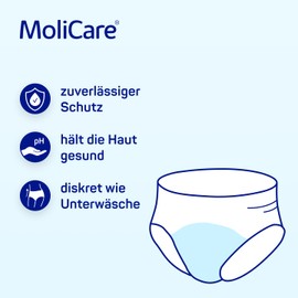 MoliCare Pants Day Incontinence Pants for Discreet Day Protection for Medium Incontinence - Large (100-150cm Hip) - Pack of 15