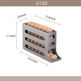 FYUEROPA 28 Egg Holder for Fridge, Auto Rolling Egg Tray, Fridge Egg Rack, Rolling Egg Dispenser, Kichen Storage Cabinet