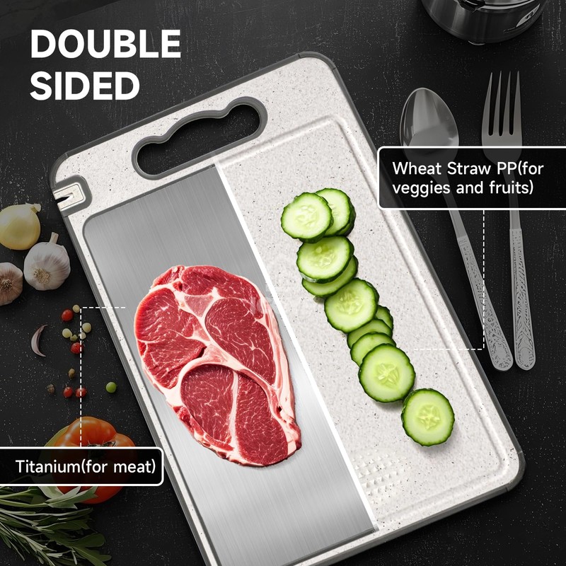 Titanium Cutting Board, Double Sided Chopping Board for Kitchen, Non