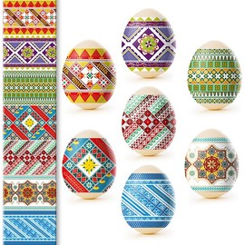 Ukrainian Thermo Heat Shrink Sleeve Decoration Easter Egg Wraps Pysanka Set - for 7 Easter Eggs (Traditional)