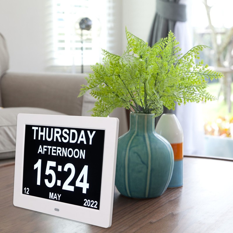 8in Digital Alarm Clock Photo Frame 800x600 Large Font Adjustable