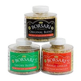 Borsari Seasoned Salt Gift Set - Multi-Use All Purpose Savory, Orange Ginger, and Original Seasonings - Gourmet Sea Salt Blends With Herbs and Spices - Set of 3, 4 oz Shaker Bottles