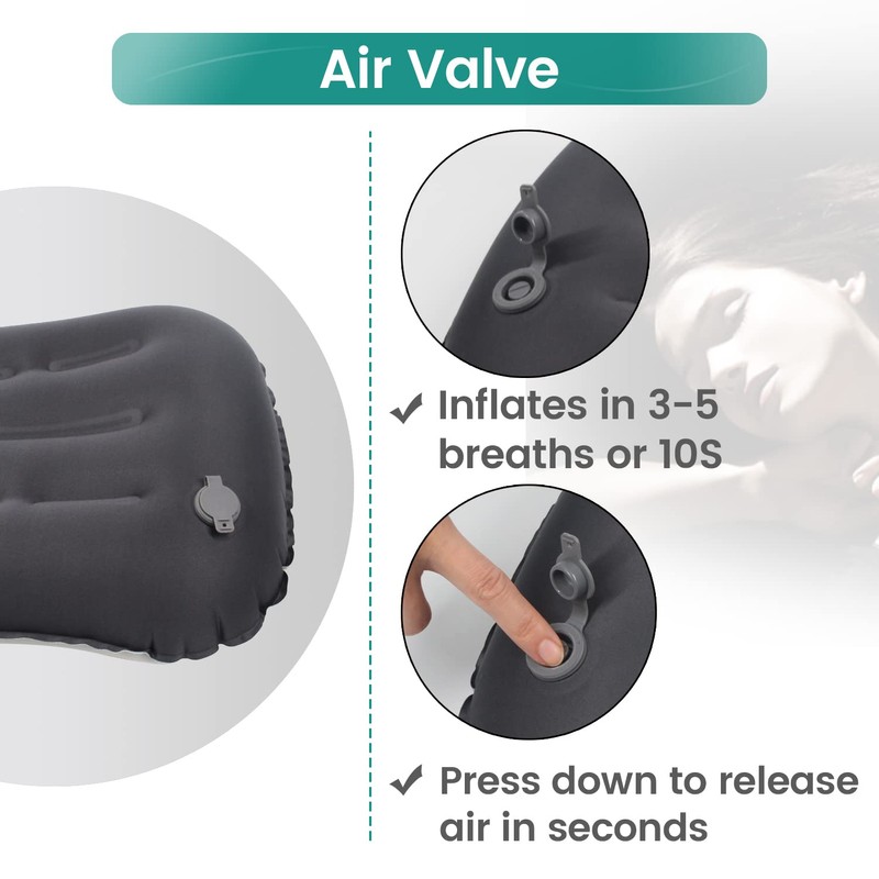 C·WILDYFIELD Inflatable Camping Pillow, Camping Pillow Lightweight Black, Inflatable Pillow