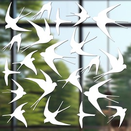 Swallow Window Stickers, Bird Strike Prevention, Collision Proof Window Stickers, Prevent Birds Flying in Windows, 21 Pack (White)