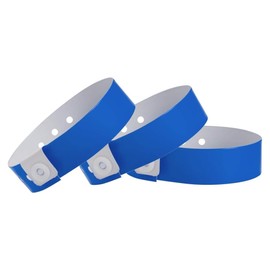 100 WristCo Royal Blue Vinyl Wristbands for Events – Extended Wear, Triple-Layer PVC Construction, Tamper-Proof – Premium Bracelets for Hospital ID, Concert Entry, Party, VIP Identification
