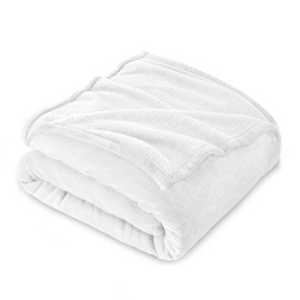Cuddly, Fluffy Blanket, 130 x 160 cm - Small Fleece Sofa & Couch Blankets - Super Soft, as Sofa Throw, White