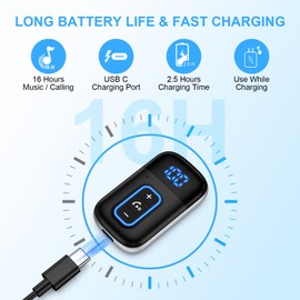 3.5mm Aux Bluetooth Car Adapter, Bluetooth 5.3 Receiver for Car, Wireless Audio Receiver for Wired Headphones/Home Stereo/Speaker,LED Screen/Noise Cancelling/Music Playing/Hands-Free Call/Dual Connect
