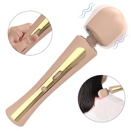 Handheld Massager - Rechargeable Vibration Massage, Flexible Round Head Massage Node, Equipped with USB Charging Cable, Gray & Pink (Flesh)