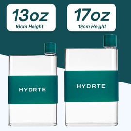 Hydrte Flat Water Bottle 13 oz, Leak Proof and Slim Water Bottle Design,The Purse Water Bottle, Cute Water Bottles made for Women and Men, BPA Free Square Water Bottle