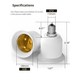 JACKYLED 5-Pack E12 to E26 Adapter, Chandelier Light Socket, Candelabra E12 to Medium Socket E26/E27 Converter Bulb Base Adapter Converter for Ceiling Fans Light, Pendant Light, Chandelier