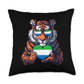 Sierra Leone Tiger Sierra Leonean Roots Sierra Leonean Flag Throw Pillow