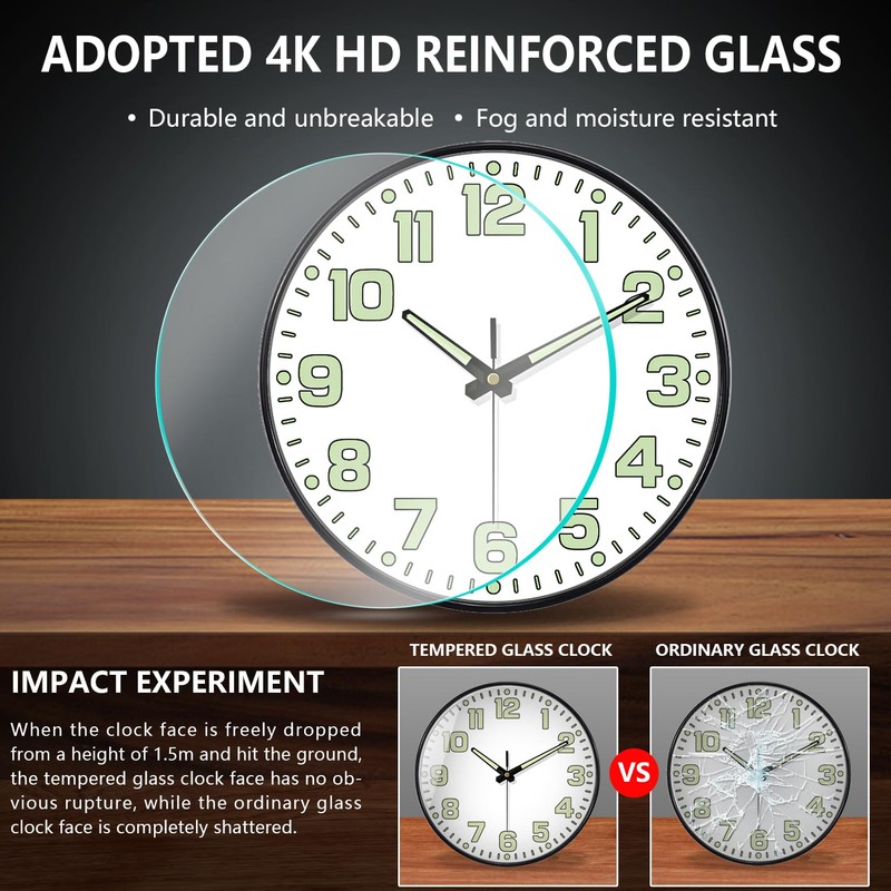 Mabpedo Glow in The Dark Wall Clock, 8" Silent Non-Ticking