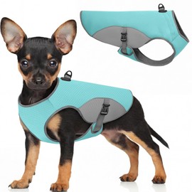 Preferhouse Dog Cooling Vest for Medium Dogs, Dog Cooling Jacket with Mesh and D Ring, Pet Reflective Stripe Jacket for Summer, Blue-M