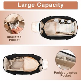 BABEYER Breast Pump Bag Compatible with Spectra S1 and S2, Diaper Tote Bag for working Moms, Large Capacity Baby Travel Bag with with shoulder strap & Waterproof mat, Black