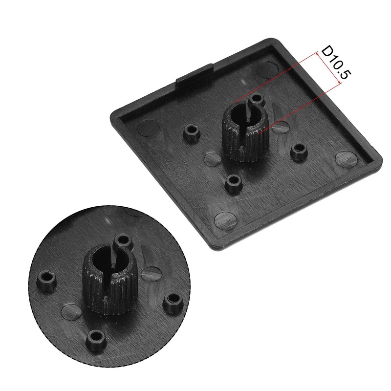 sourcing map Standard Plastic Square Aluminum Extrusion End Cap Black